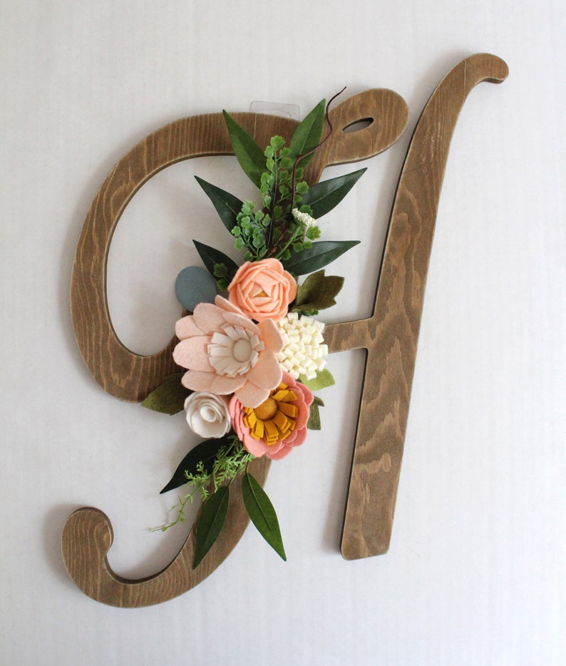 Wooden Baby Girl Script Monogram Letter Ambersand Nursery Etsy