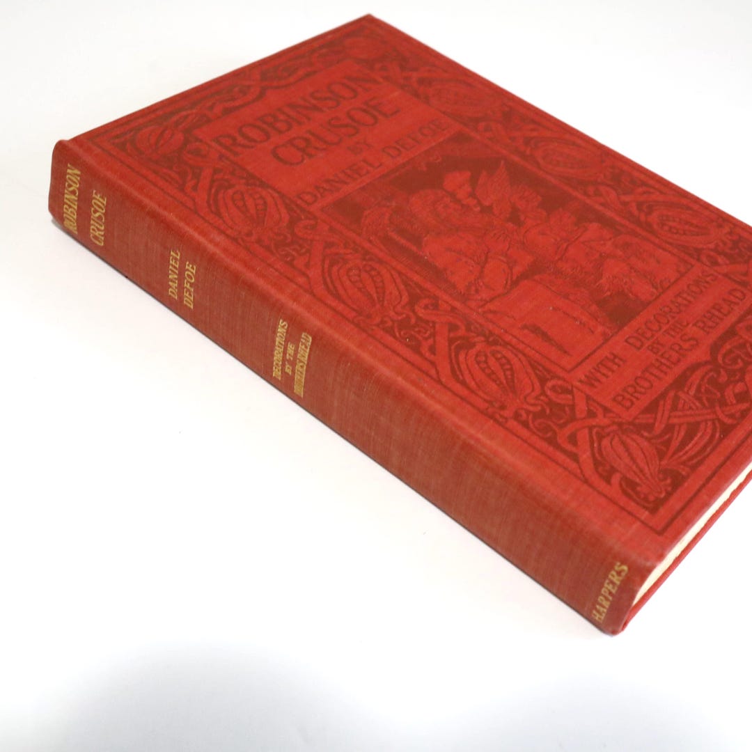 Vintage Red Hardcover Edition of Robinson Crusoe by Daniel Defoe ...