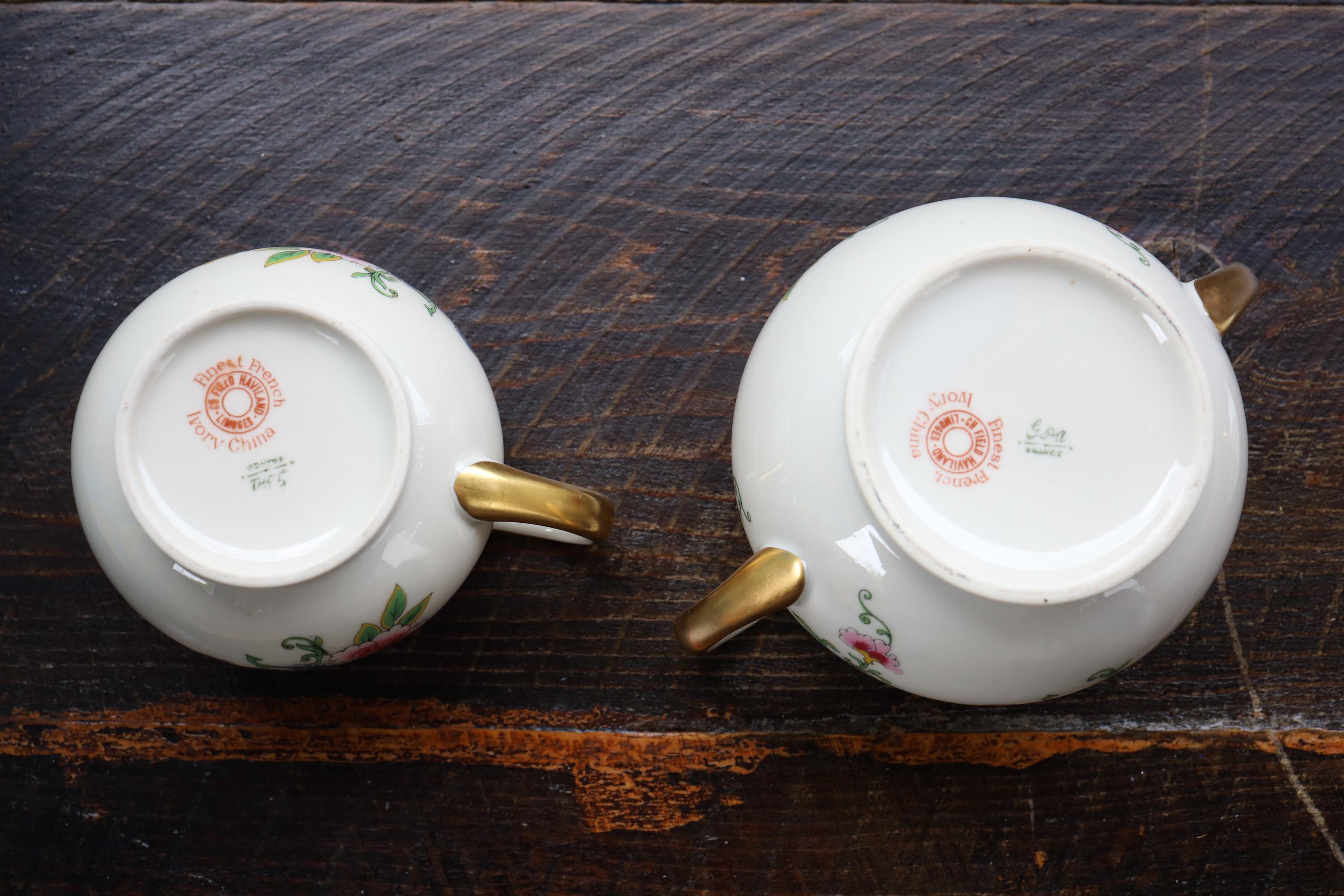 CH.FIELD HAVILAND 3点SET Vintage 3 Piece Set of CH Field Haviland Limoges Floral Porcelain