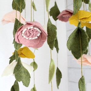 Baby Girl Mobile Nursery Decor Enchanting Wool Felt Anemone Floral Bloom Baby Mobile Woodland Whimsical Crib Bohomian image 4