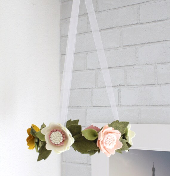 Enchanting Baby Girl Mobile Crib Wool Felt Anemone Flowers Etsy