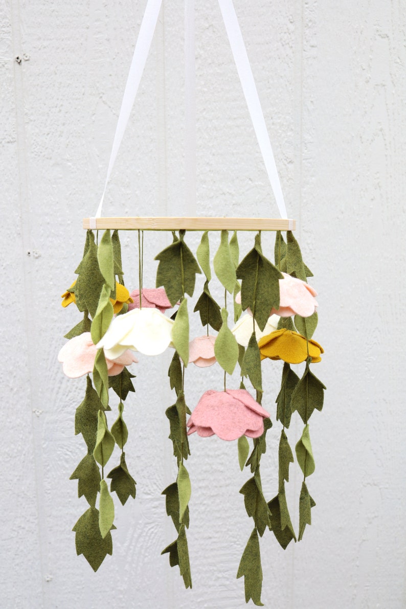 Baby Girl Mobile Nursery Decor Enchanting Wool Felt Anemone Etsy