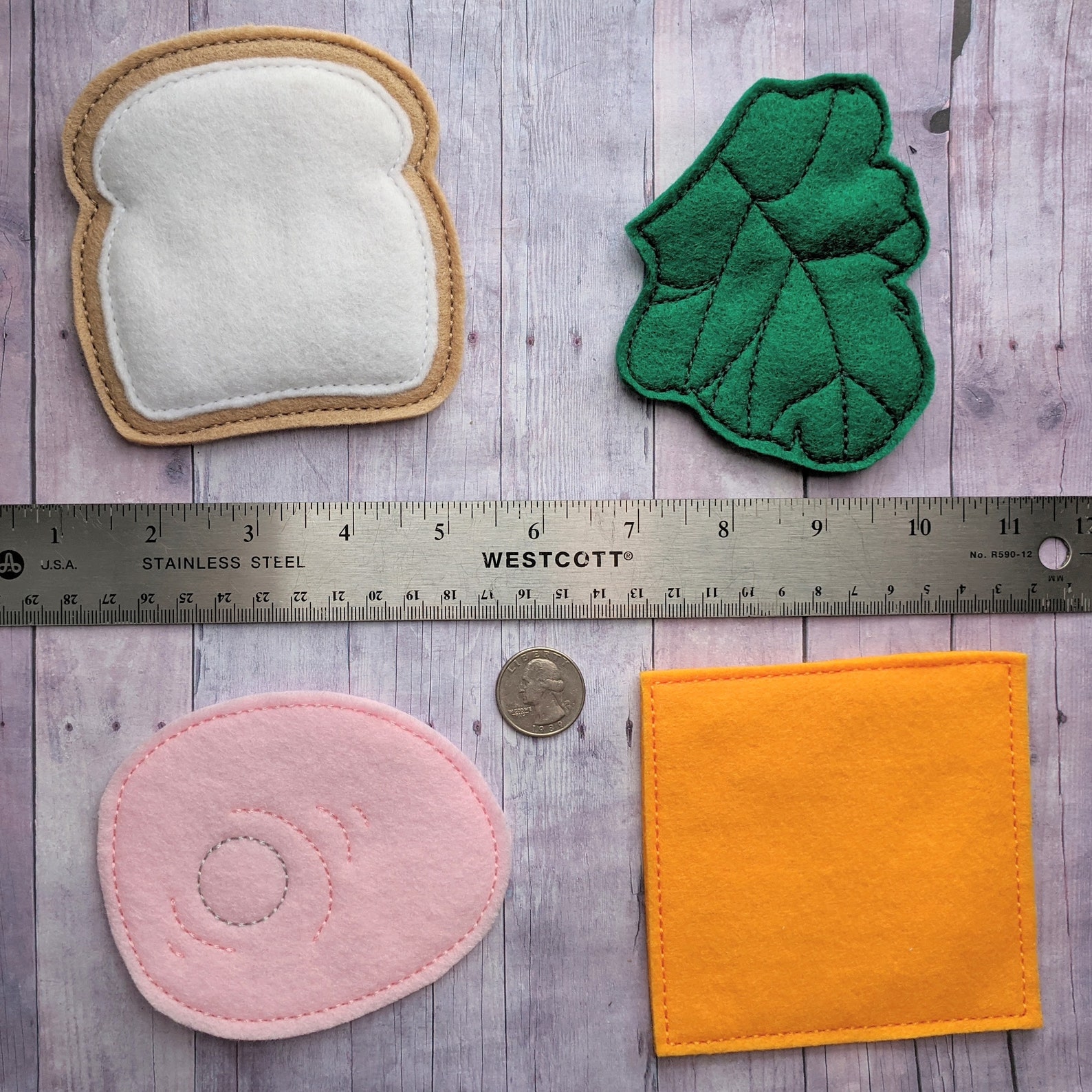 Felt Food Sandwich Play Set 10 Pieces Embroidered Acrylic Etsy