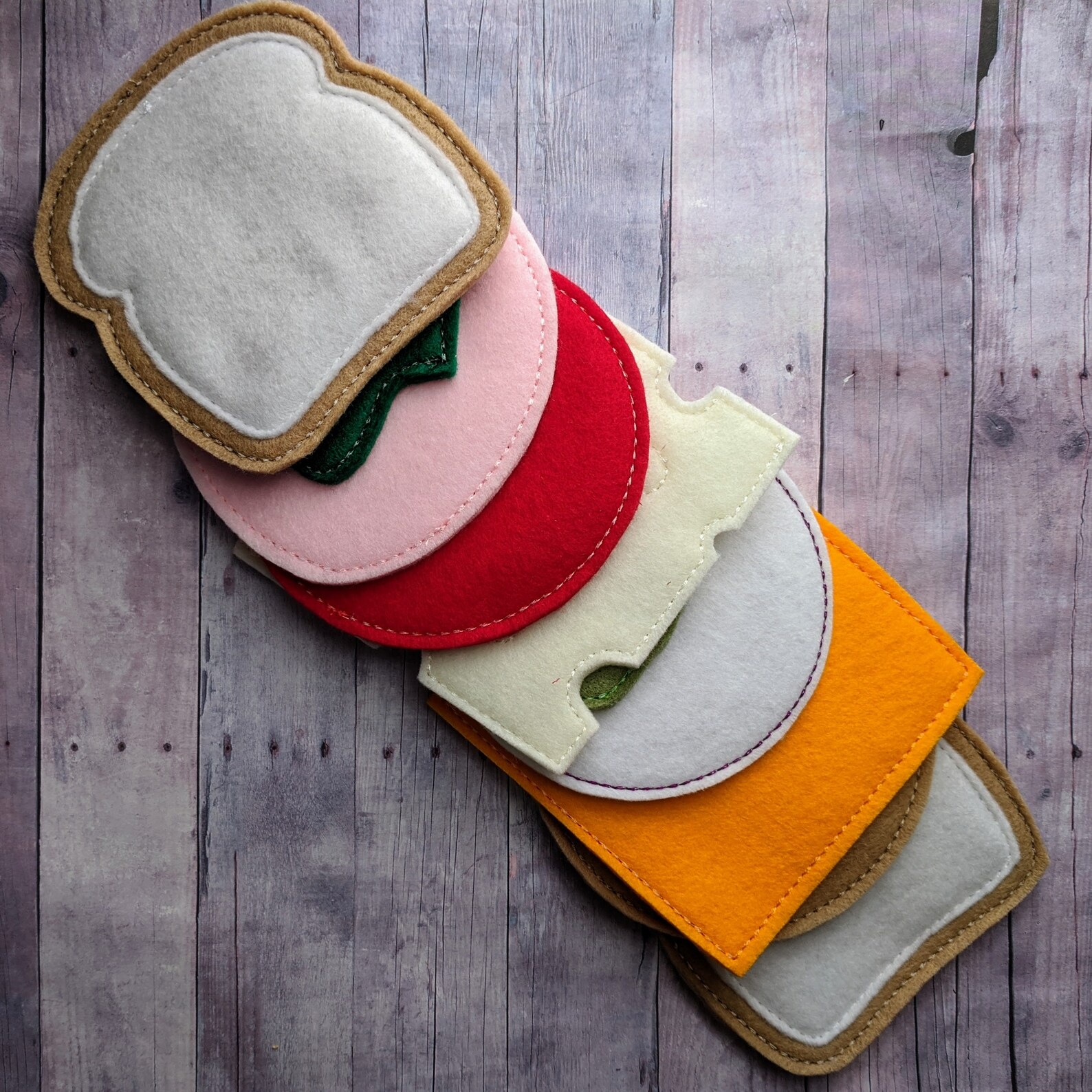 Felt Food Sandwich Play Set 10 Pieces Embroidered Acrylic Etsy