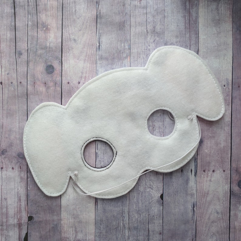 Dress Up Costume Elastic Back Halloween Dalmatian Dog Felt Mask in 2 Sizes Animal Mask Photo Prop Embroidered White Acrylic Felt