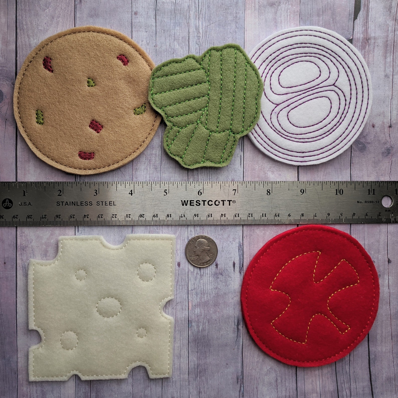 Felt Food Sandwich Play Set 10 Pieces Embroidered Acrylic Etsy