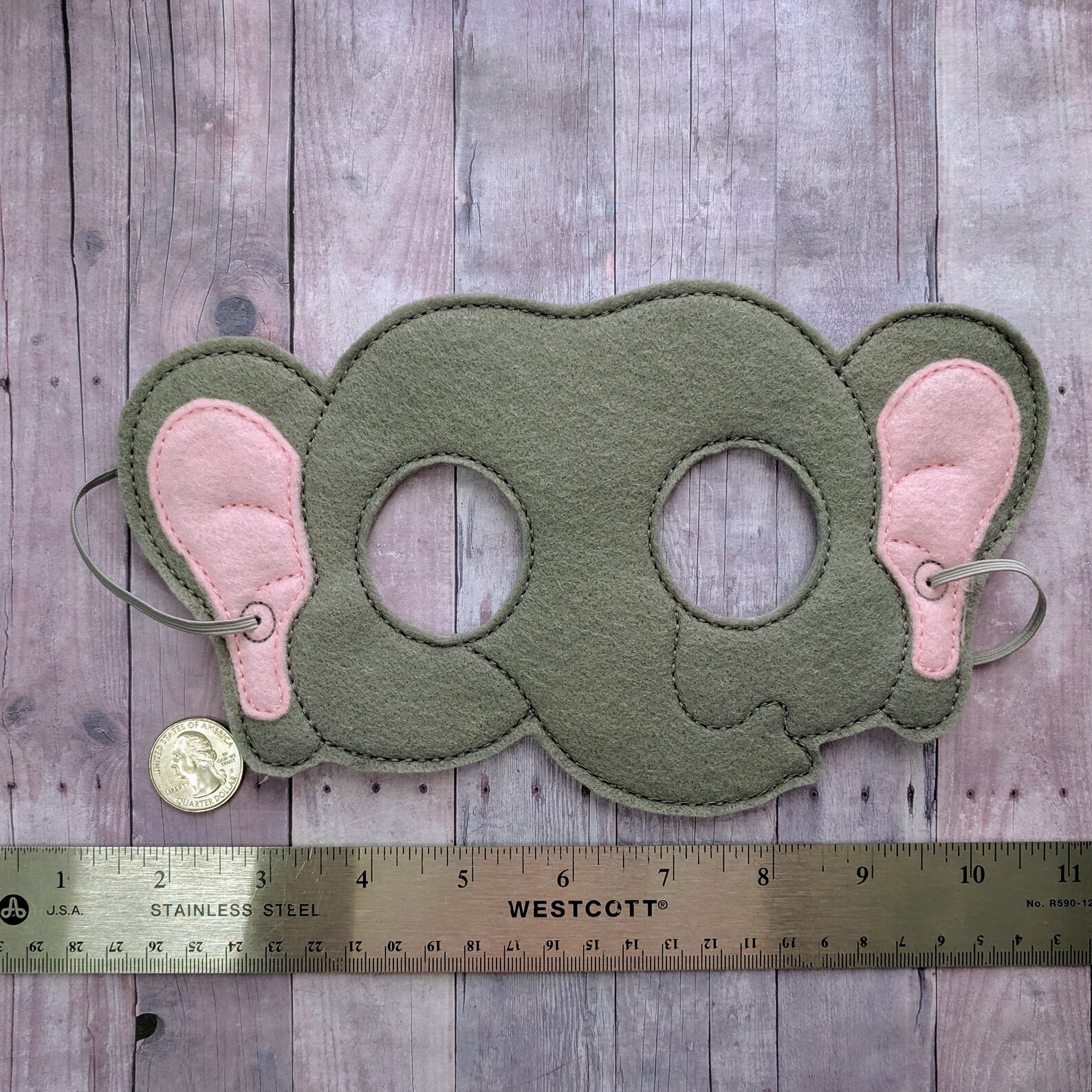 Elephant Felt Mask in Choice of 2 Sizes Gray and Pink Acrylic - Etsy