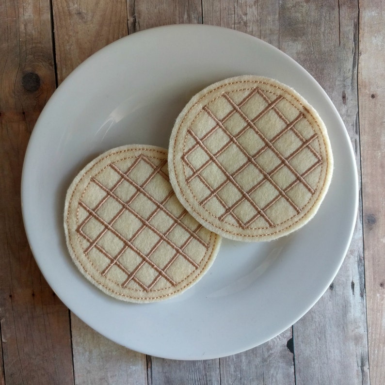 Felt Food Blueberry Waffle Play Set 2 Pieces Embroidered Etsy