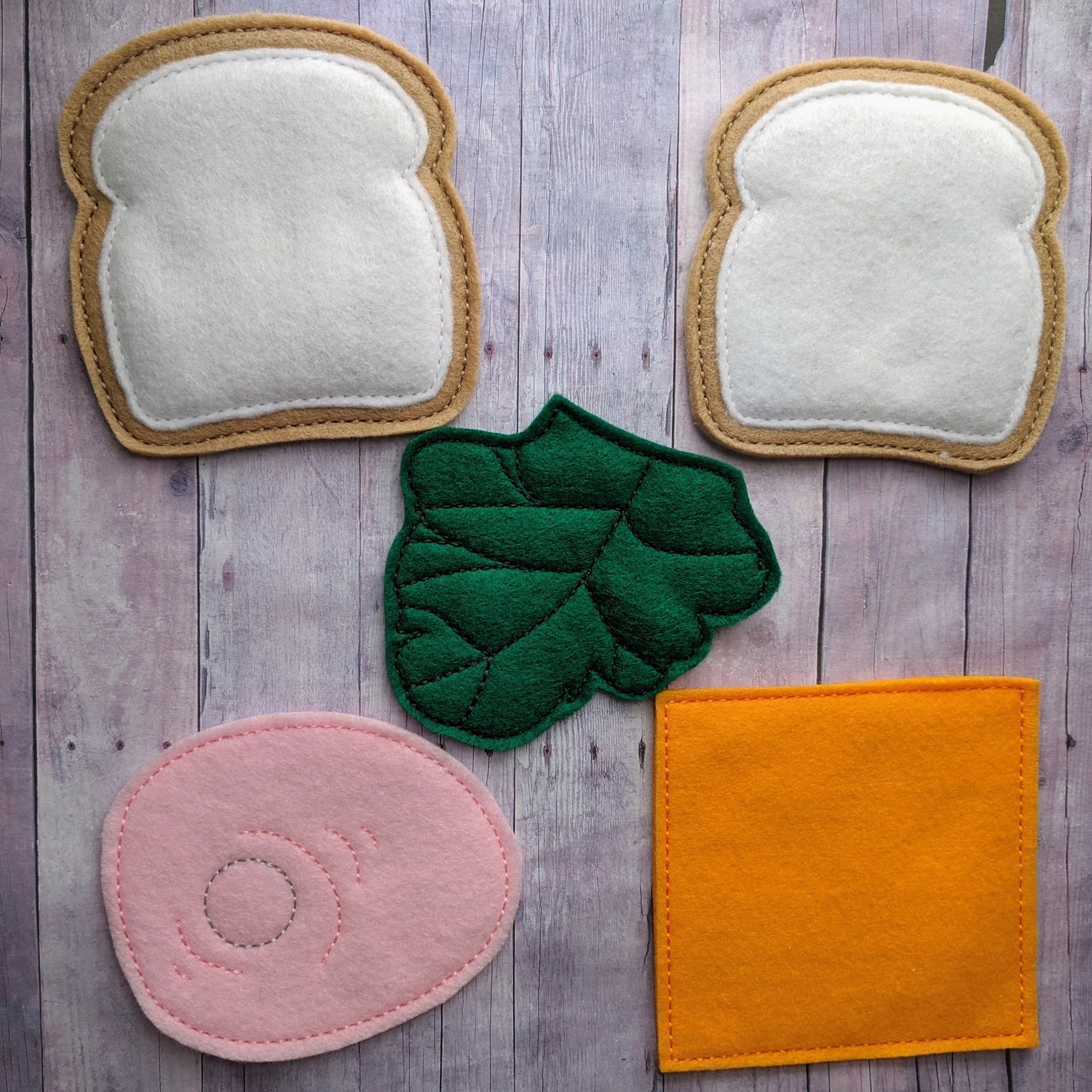 Felt Food Sandwich Play Set 10 Pieces Embroidered Acrylic Etsy