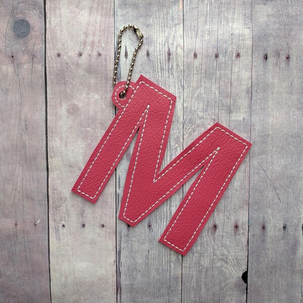 Monogram Bag Charm, Embroidered Matte or Glitter Vinyl in Your Choice of Colors, Hang on Bag, Backpack, Planner, Zipper, Label Items
