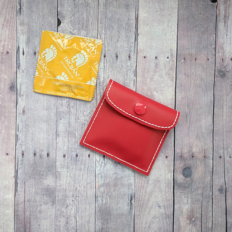 Holds 2 Condoms Birth Control Case Vinyl in Your Choice of 31 Colors with Snap Closure Condom Case Carry Discreetly Made in USA