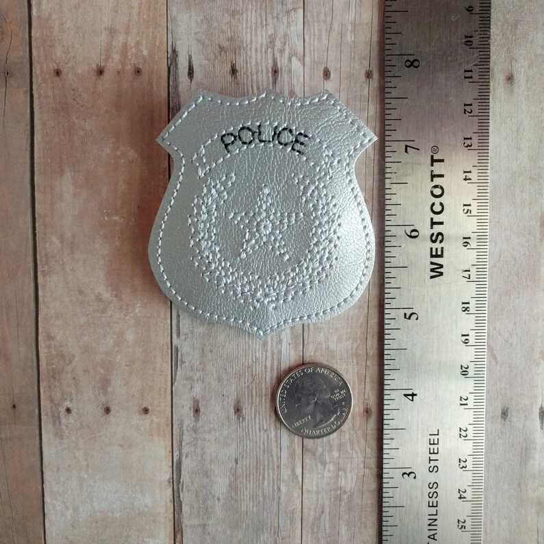 Pretend Police Badge Silver or Gold Vinyl With Pin Back for - Etsy