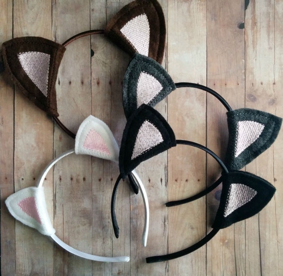 Cat Ears Headband Embroidered Felt in 7 Colors and 3 Sizes on Etsy