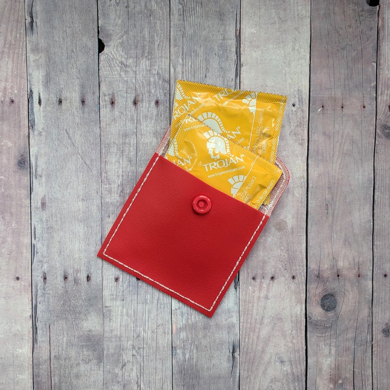 Holds 2 Condoms Birth Control Case Vinyl in Your Choice of 31 Colors with Snap Closure Condom Case Carry Discreetly Made in USA