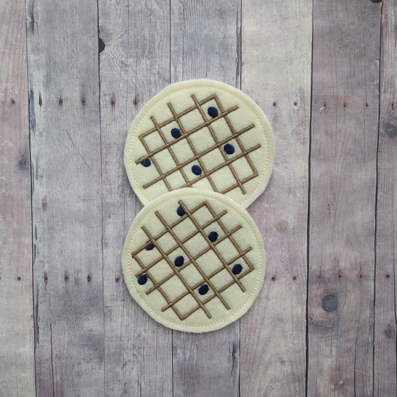 Felt Food Blueberry Waffle Play Set 2 Pieces Embroidered Etsy