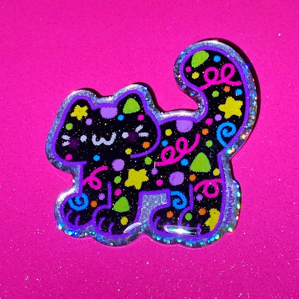90’s Rainbow Arcade Carpet PartyKat sparkly pin !!