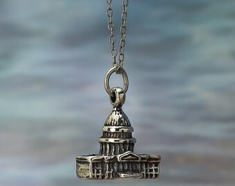 WASHINGTON MONUMENT .925 Sterling Silver 3-D Charm Pendant Landmark Washington DC Government Travel District of Columbia New np37