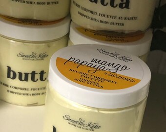 Mango Papaya Turmeric Butta, Whipped Butter with Shea Butter and Turmeric Oil,  Body and Hair