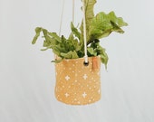 Mudcloth Plant Basket and Hanging Planter MUSTARD