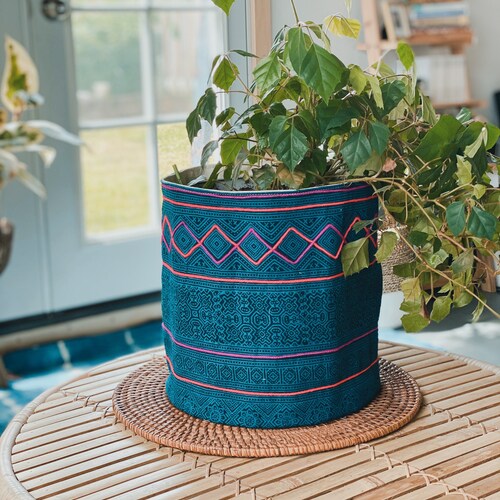 Hmong XL Indigo Planter Basket Etsy