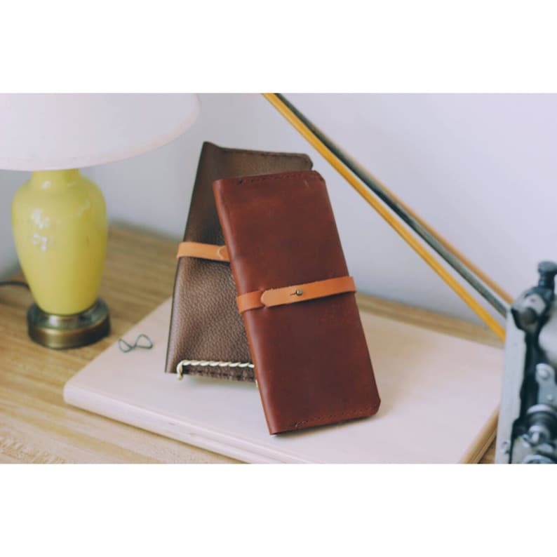 The White Black and Copper Minimalist Leather Long Travel Wallet Passport Holder Collection