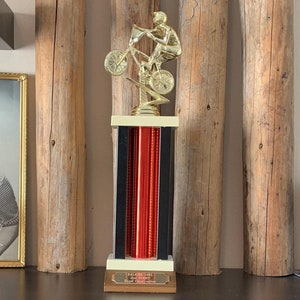Vintage 1980's BMX Bicycling Racing Trophy | Retro Bicycle racing sports man cave decor
