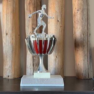 Vintage 1970&#39;s Bowling Trophy - Retro Sports Den Bar Man Cave Decor