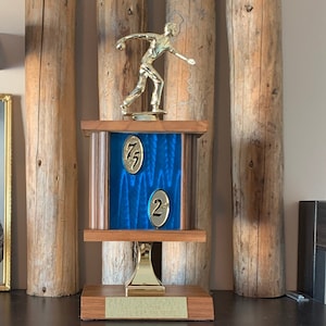 Vintage Bowling Trophy - Royal Crown Hotel - Retro Sports Collectible Man Cave Decor