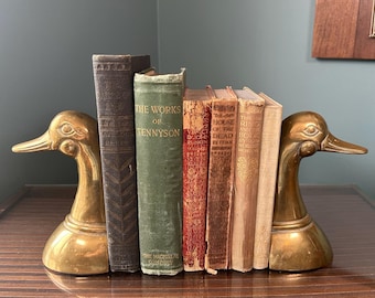 Vintage messing eendjes boekensteunen - Gouden metalen decoratie