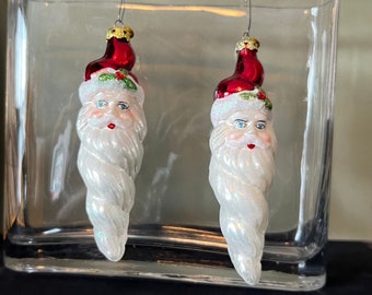 Handpainted Heavy Glass Santa Claus Christmas Ornament - Vintage Timeless Retro Holiday Decor