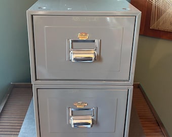 Vintage Digby Series Oversized Grey Steel Index Card Filing Cabinet made by W.H.H. & Co. - Vintage Industrial 1950s