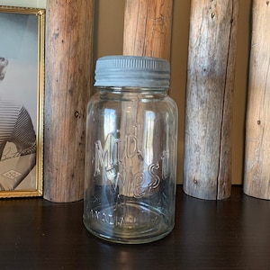 Vintage Mid West Glass Canning Mason Jar - One Quart - Retro Kitchen Decor & Storage