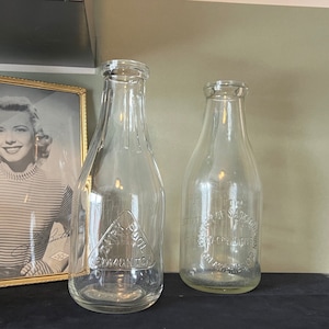 Vintage Glass Milk Bottle - Dairy Pool Edmonton - Saskatchewan Co Operative of Creameries