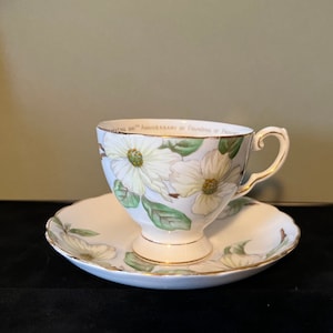 Vintage Tuscan Fine Bone China Tea Cup & Saucer - 1958 Dogwood Commemorative British Columbia