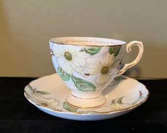 Vintage Tuscan Fine Bone China Tea Cup & Saucer - 1958 Dogwood Commemorative British Columbia