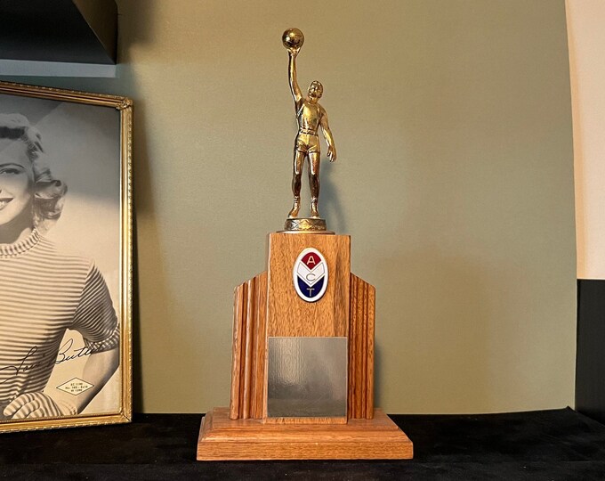 Vintage Basketball Trophy Retro Sports Bar Man Cave Den Etsy