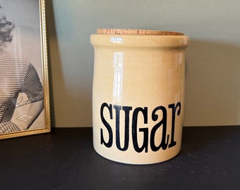 Pot à sucre vert TG vintage - Pot de rangement rétro en céramique jaune pâle avec couvercle