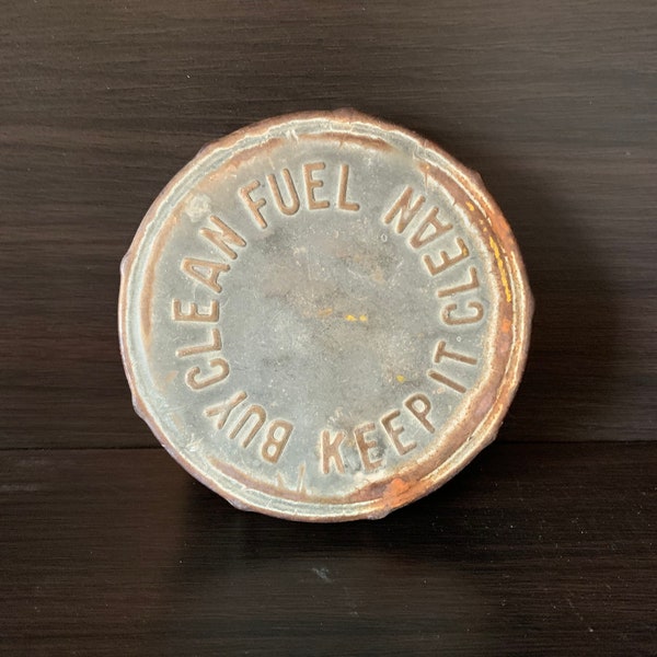 bouchon de carburant vintage "Buy Clean Fuel Keep it Clean" - Retro Oil & Gas Automotive Man Cave Decor