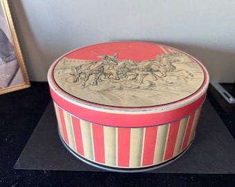 Vintage Huntley & Palmers Biscuit Tin Striped Roman Theme