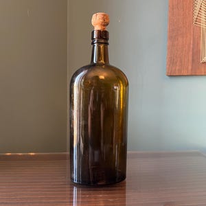 Antique Amber Glass Bottle Thick Heavy Rustic Glass - Vintage Decorative Bottles Apothecary Bottles