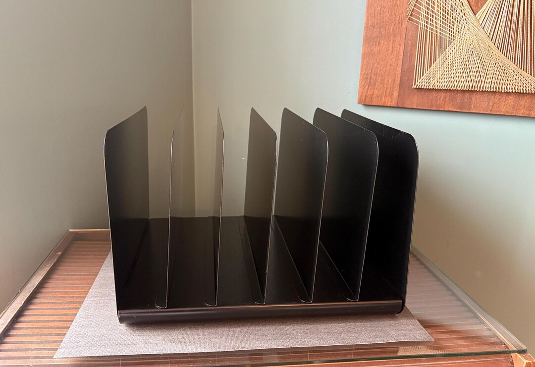 Vintage Steelmaster Vertical Slot File Organizer: Retro Black Metal ...