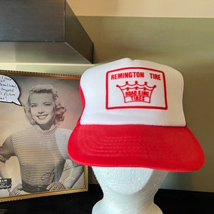 Vintage Remington Tire Road King Tires Red Mesh Trucker Hat - CLEAN UNWORN Snapback Baseball Cap
