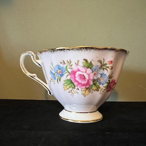Vintage Paragon Teacup with Pink Exterior and Floral Bouquet Footed Teacup ONLY - Single Warrant