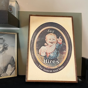Vintage Hires Root Beer Framed Print - The Honest Root Beer - Hires Root Beer Baby - 1973 Hickory Plaque Inc.