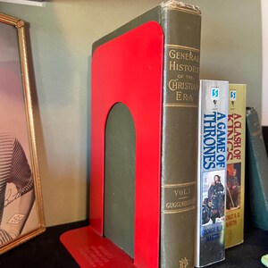 Vintage Red Metal Bookends by Brodart Library Bookends Retro Industrial ...