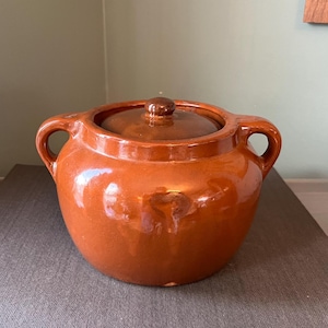 Vintage Medalta bönkruka: 1930-talets lerkruka med dubbla handtag