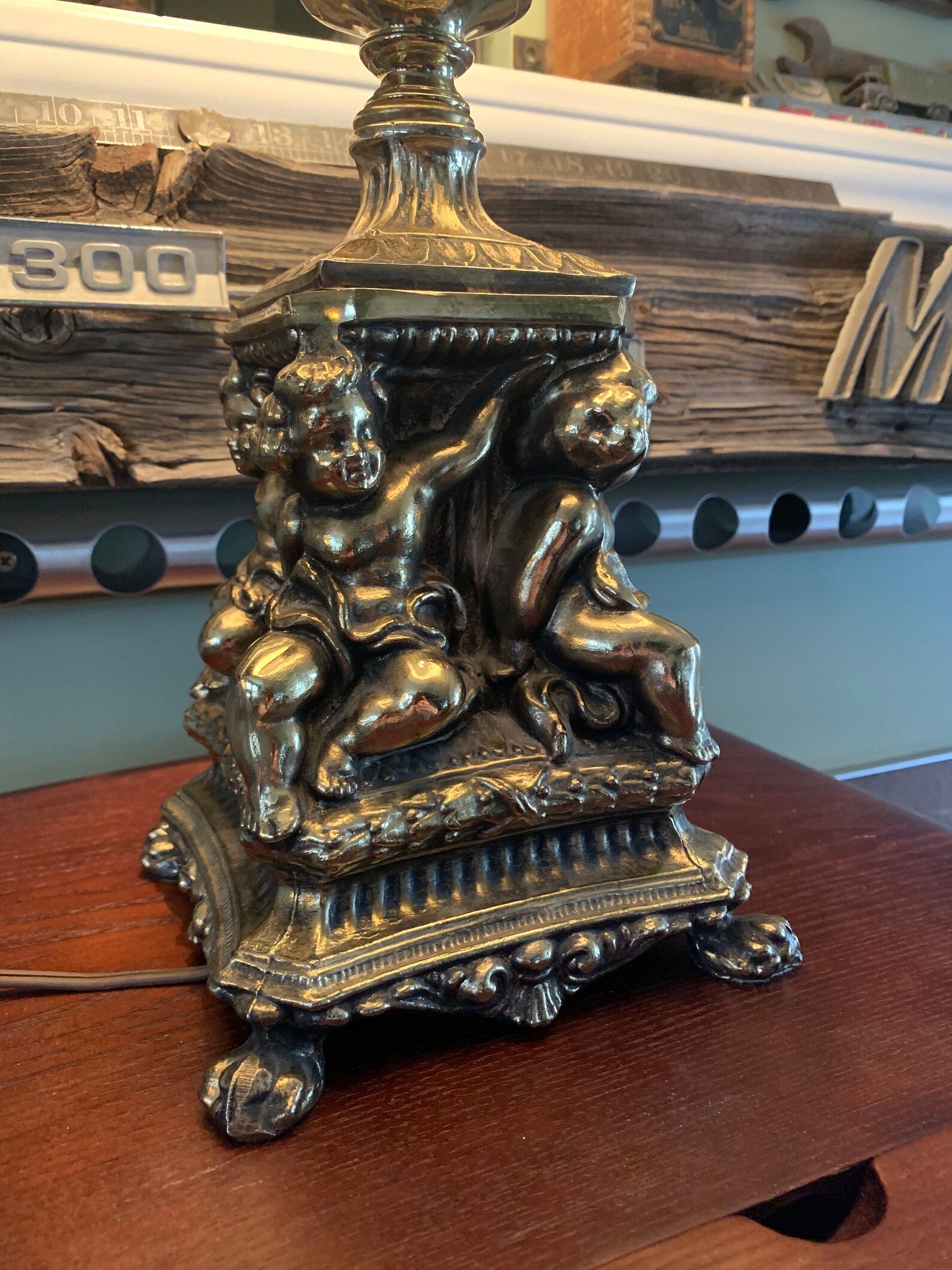 Vintage solid brass cherub table lamp Hollywood regency Etsy