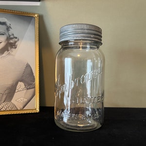 Vintage Improved Jewel Jar: Quart Size Mason Jar with Lid