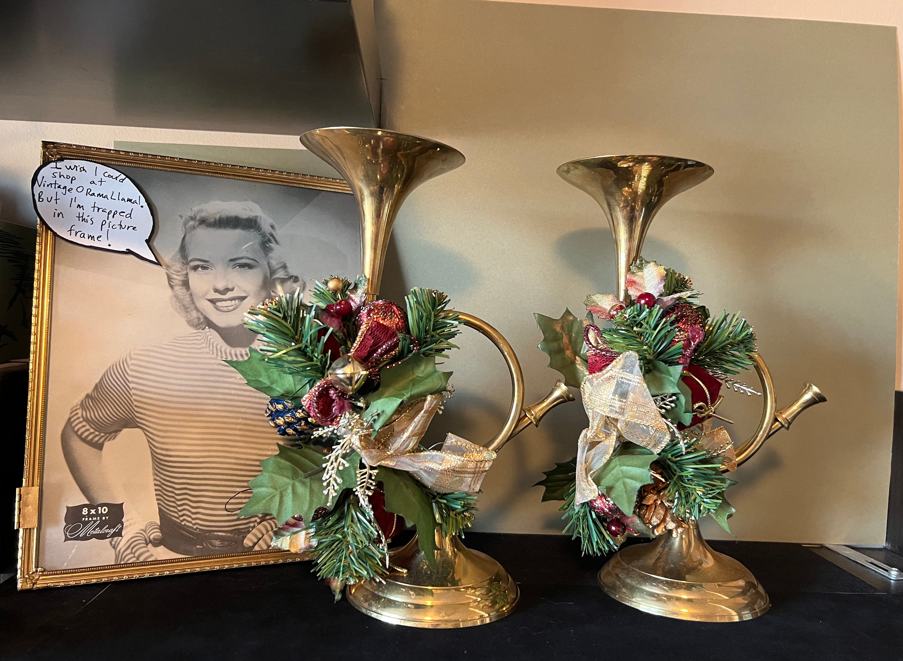 Vintage Brass Horn Candle Holders Christmas Decoration Etsy