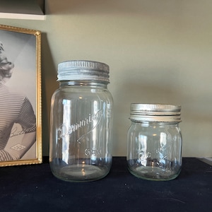 Vintage Dominion Gem Mason Glass: Quart & Pint Size, Retro Küchen Dekor